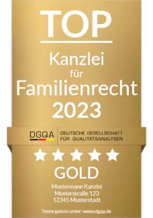 Familienrecht DGQA Deutsche Gesellschaft für Qualitätsanalysen mbH Qualitätssiegel Zertifizierung Gütesiegel Rechtsanwalt Kanzlei