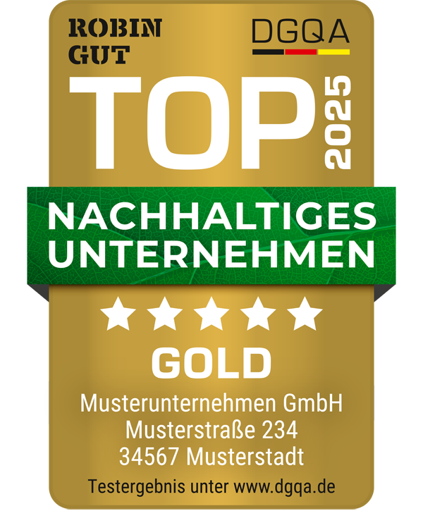 ROBIN GUT Nachhaltigkeitssiegel der DGQA-Deutsche Gesellschaft für Qulaitätsanalysen mbH Dieter Könnes
